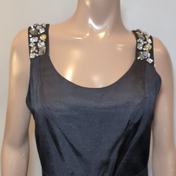 PINK TARTAN Fit & Flare Dress Sleeveless Pleated Jeweled Scoop Neck Cocktail LBD - Picture 2 of 16